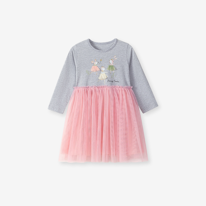 Baby & Kids Pink Autumn Cotton Printing Dress