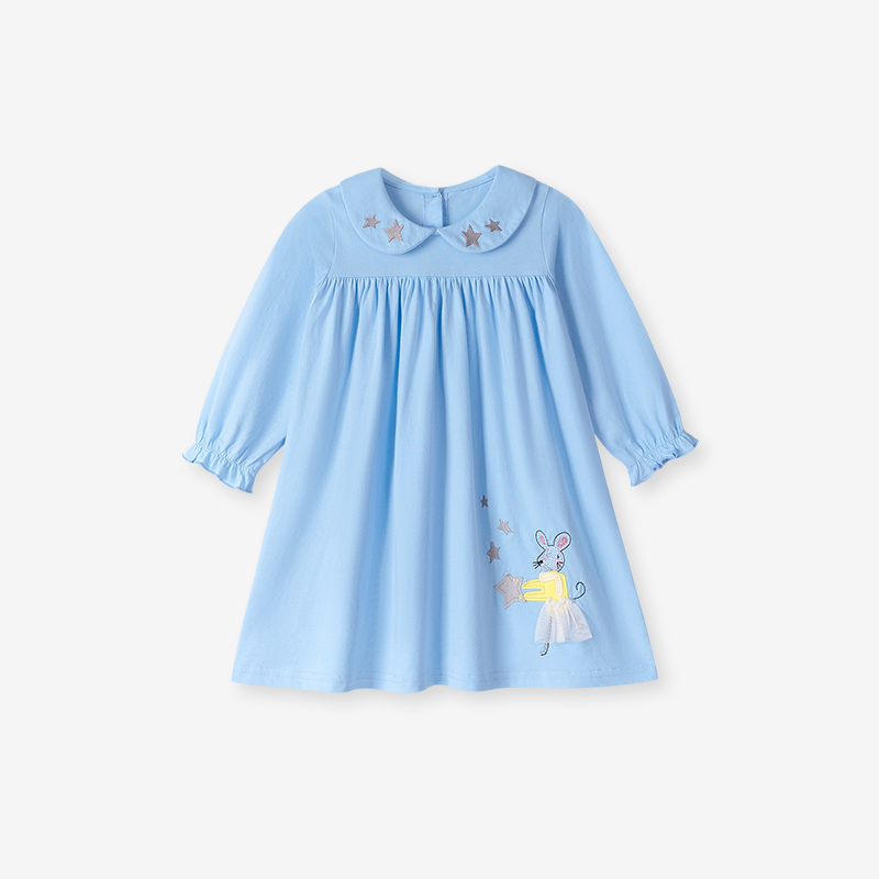 Baby & Kids Pink Autumn Cotton Unicorn Printing Dress