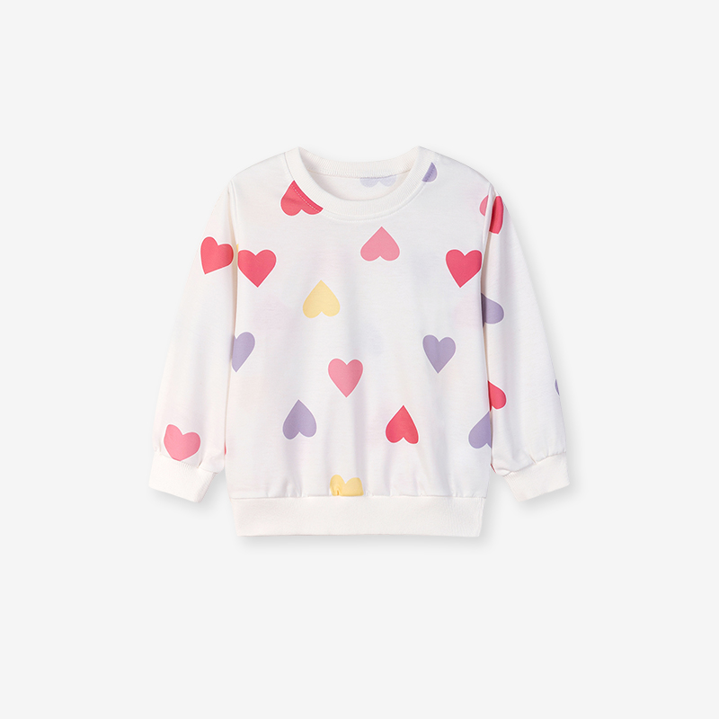 Baby & Kids Pink Autumn Heart Printing Tops