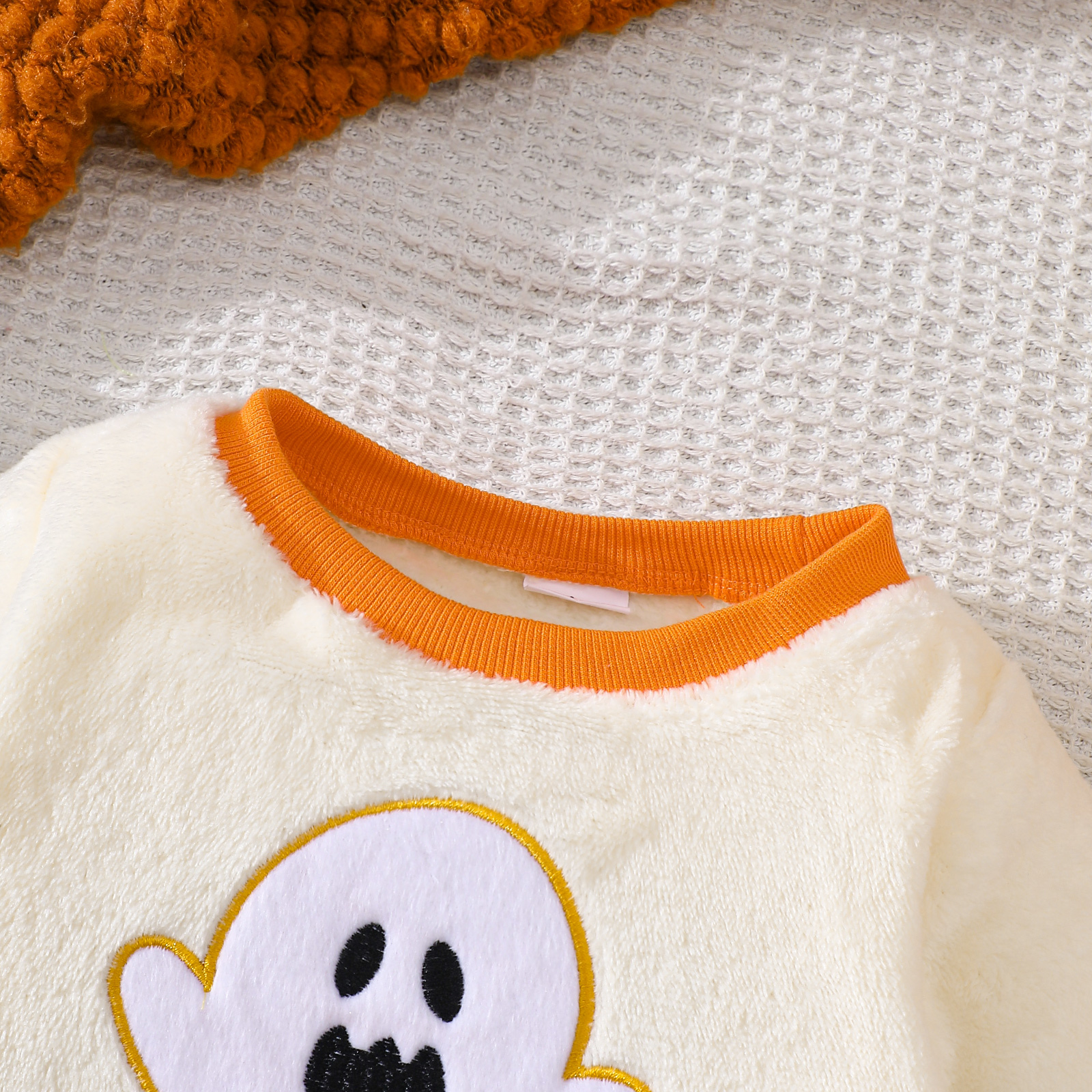 Baby Halloween Ghost Plush Sweatshirt & Sweatpants Set — White