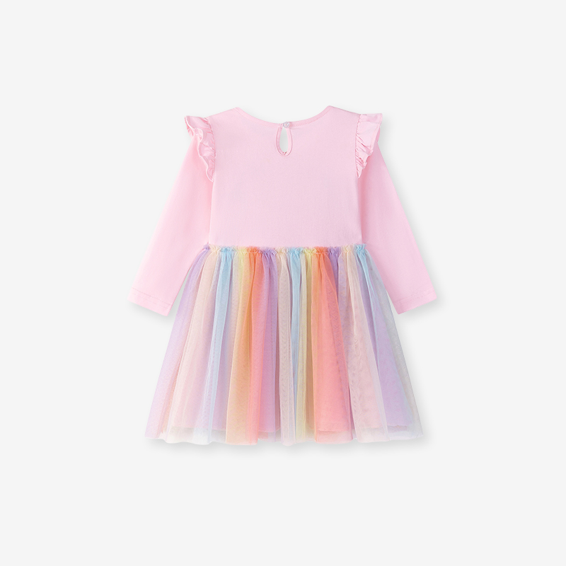 Baby & Kids Pink Autumn Cotton Unicorn Printing Dress