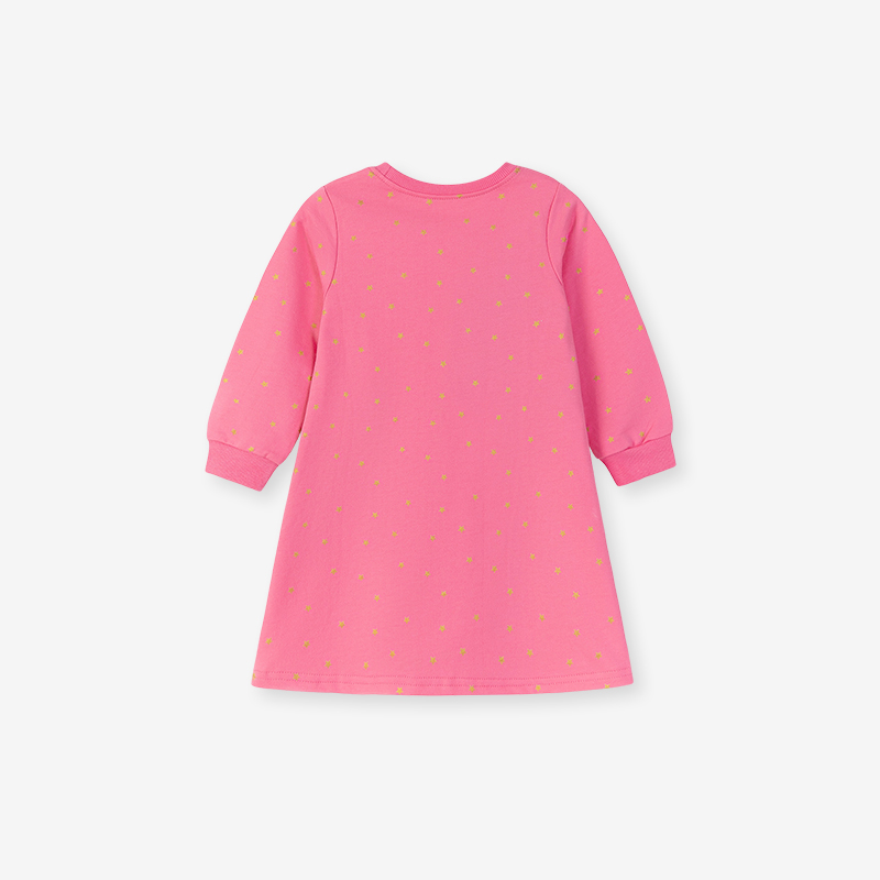 Baby & Kids Pink Autumn Cotton Bear Printing Dress
