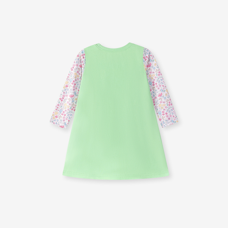Baby & Kids Green Autumn Cotton Unicorn Printing Dress