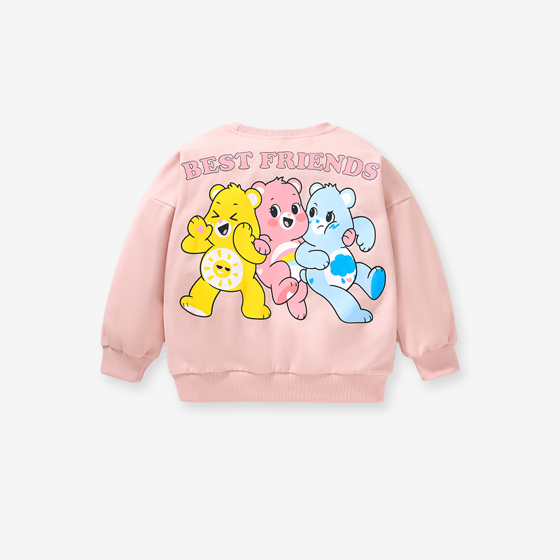 Baby & Kids Pink Autumn Bear Printing Tops