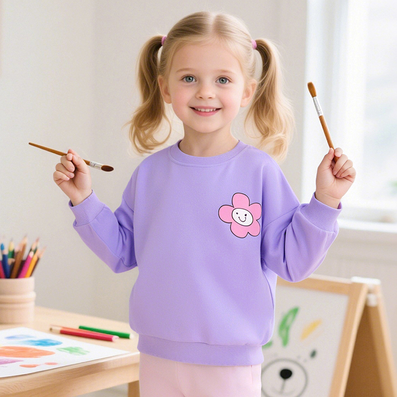 Baby & Kids Purple Flower Printing Tops