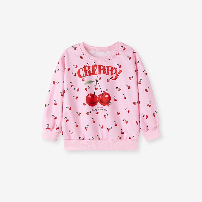 Baby & Kids Pink Autumn Cotton Cherry Printing Sets