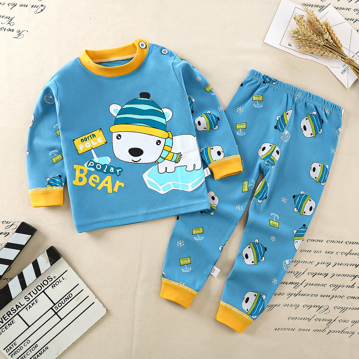 Baby & Kids 2-Piece Blue Dog Printing Set