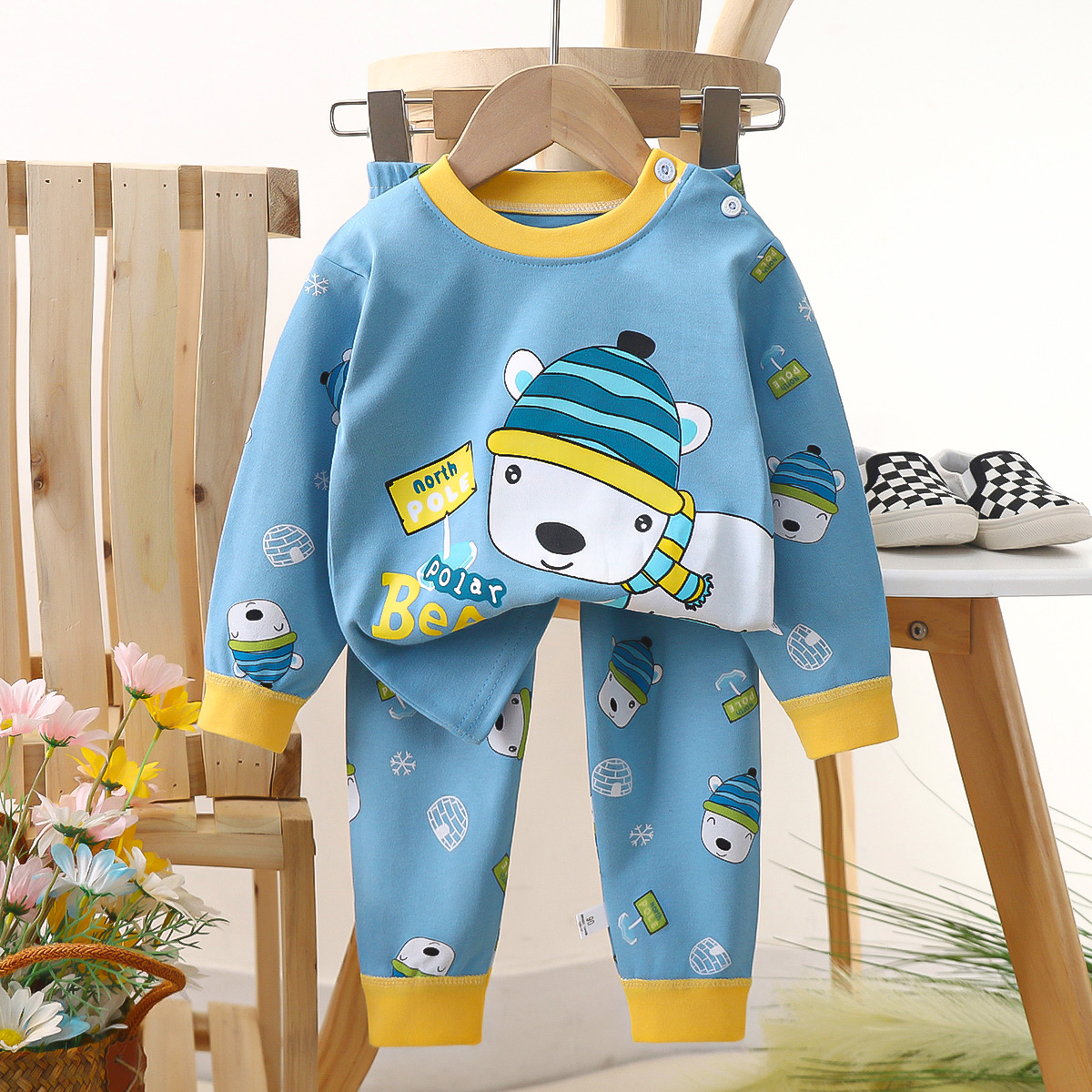 Baby & Kids 2-Piece Blue Dog Printing Set