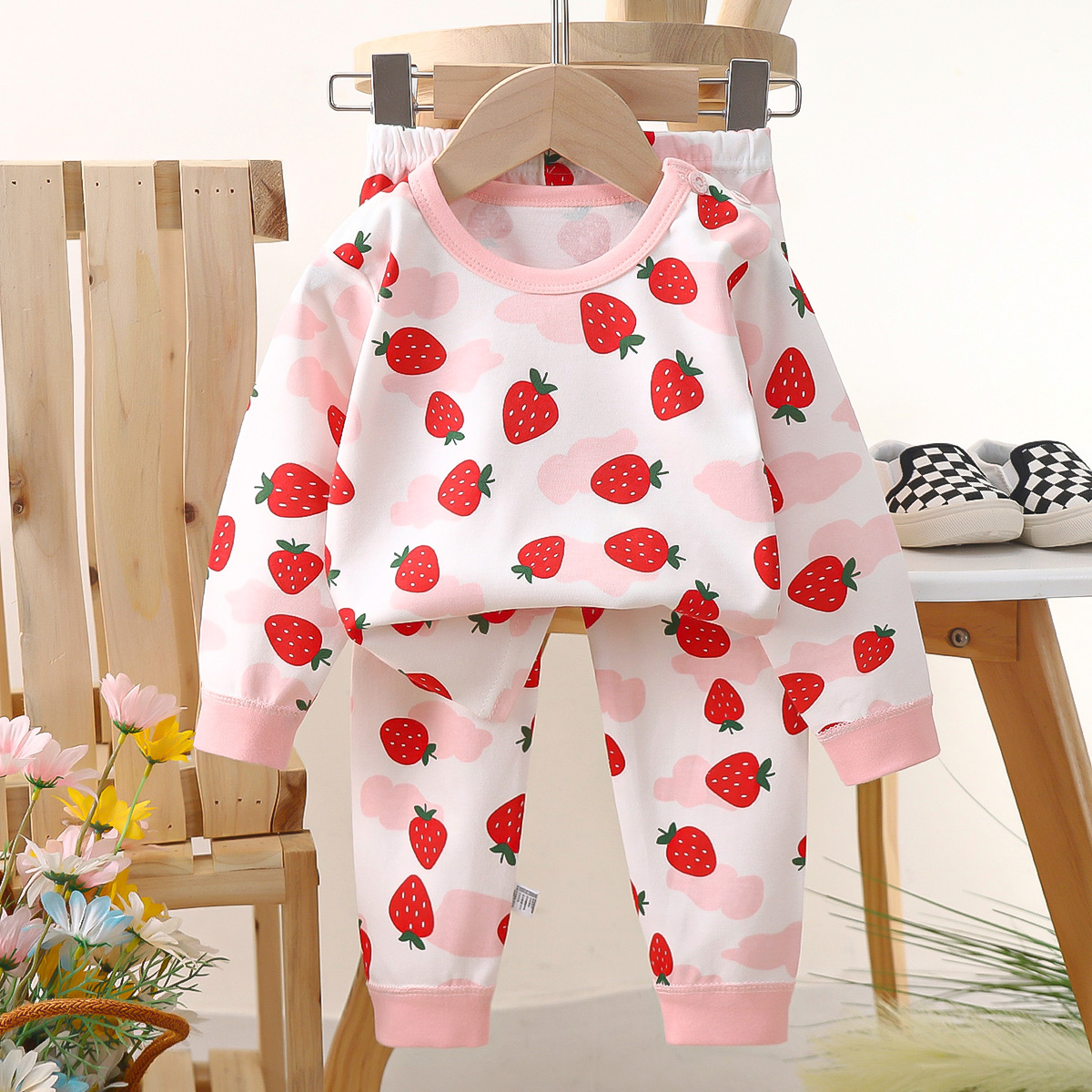 Baby & Kids 2-Piece Pink Strawberry Printing Set