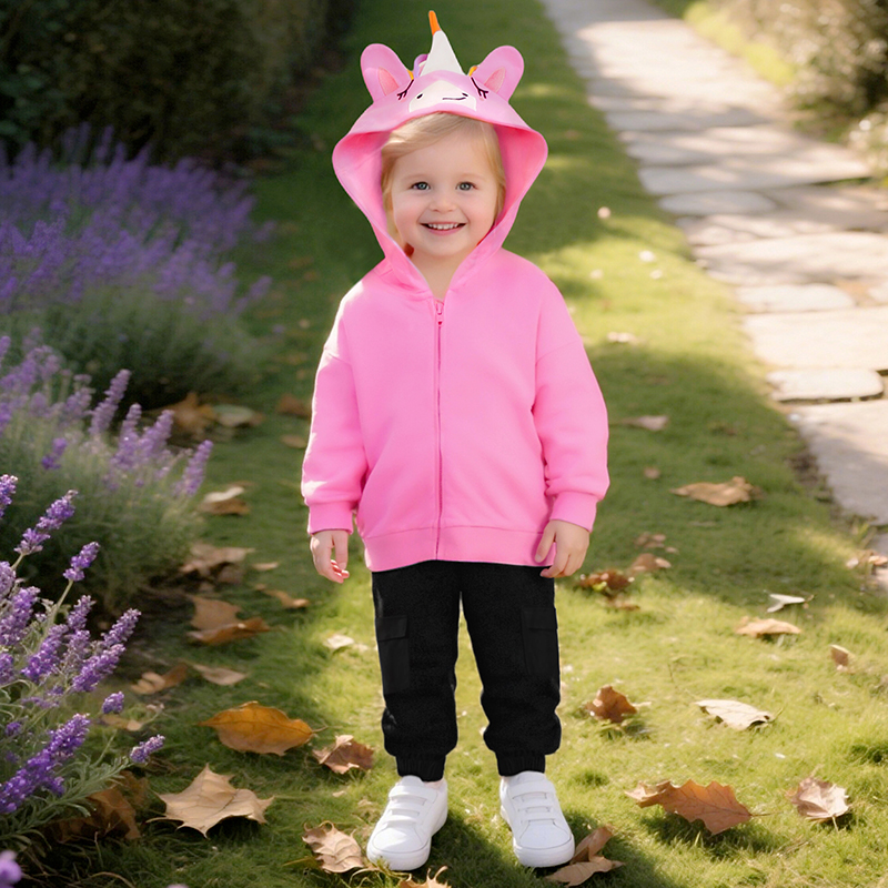 Baby & Kids Pink Autumn Cotton Printing Outwear