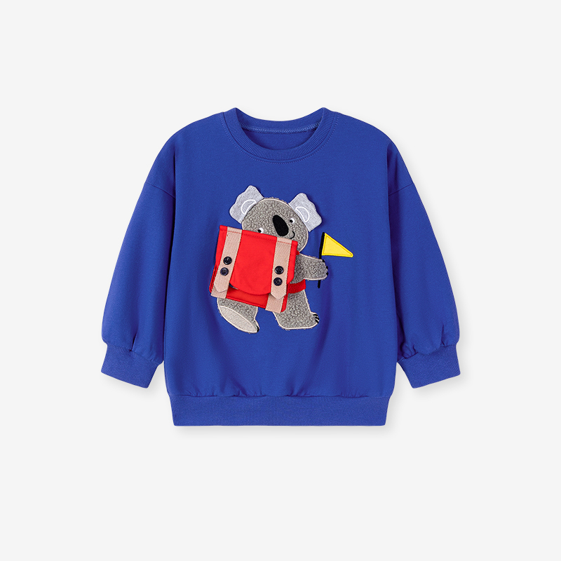 Baby & Kids Blue Autumn Cotton Bear Printing Outwear