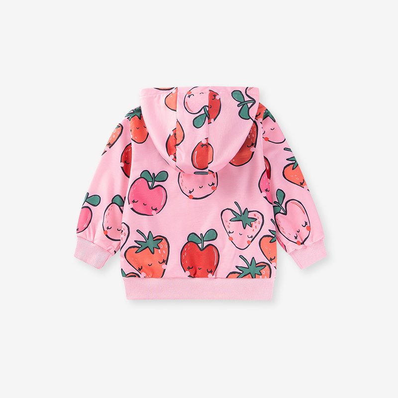 Baby & Kids Pink Autumn Cotton Fruit Printing Outwear
