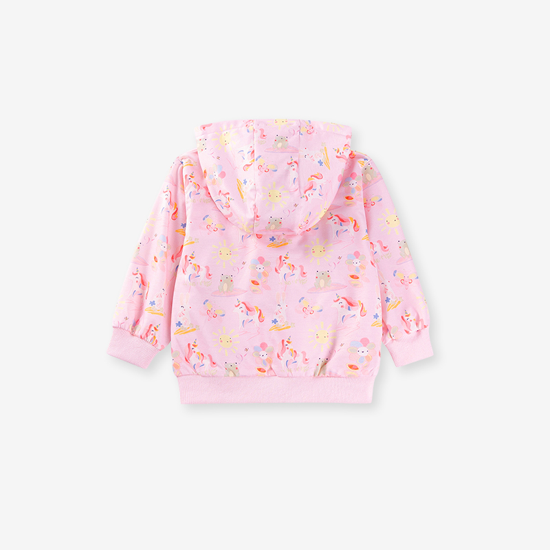 Baby & Kids Pink Autumn Cotton Unicorn Printing Outwear