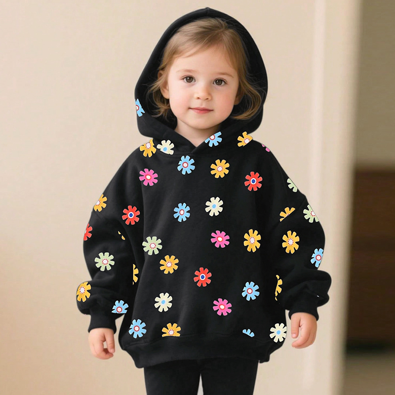 Baby & Kids Black Autumn Snowflake Printing Tops