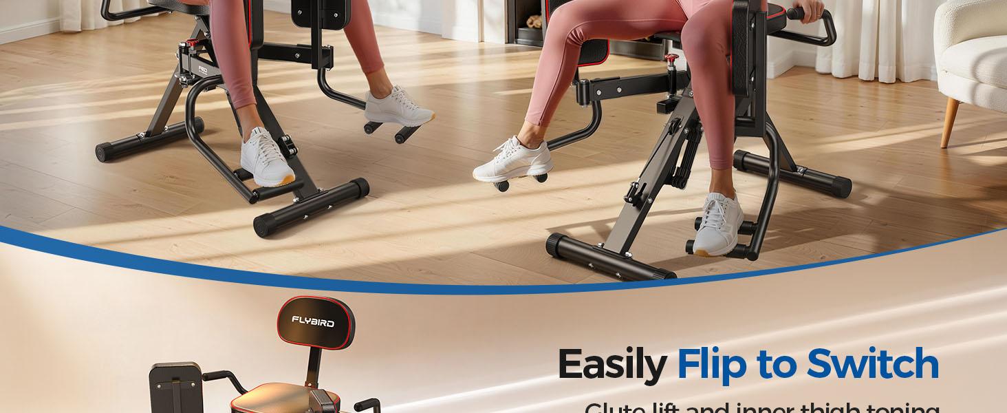 FED Fitness Flybird Series HA1 Hip Abductor Machine & Adductor Machine for Home Gym, Glute & Inner Thigh Trainer with 6 Adjustable Resistance Bands, Dual Foot Bar, Up to 108LBS Resistance