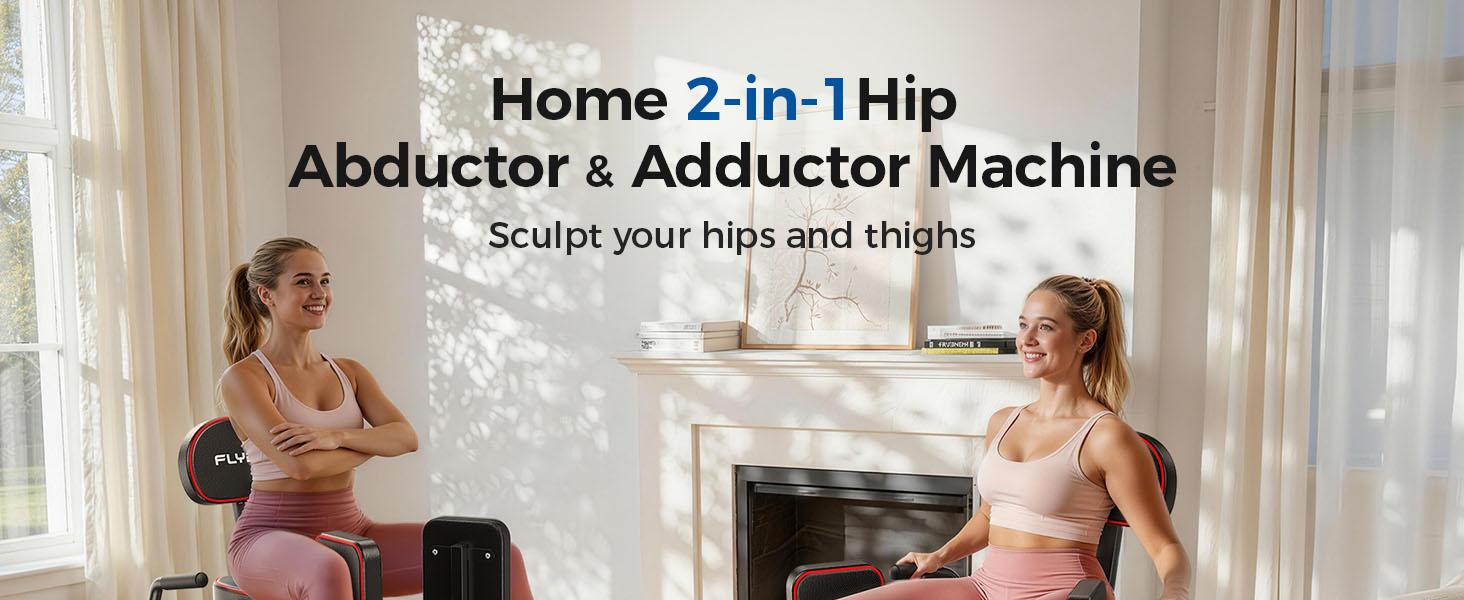 FED Fitness Flybird Series HA1 Hip Abductor Machine & Adductor Machine for Home Gym, Glute & Inner Thigh Trainer with 6 Adjustable Resistance Bands, Dual Foot Bar, Up to 108LBS Resistance