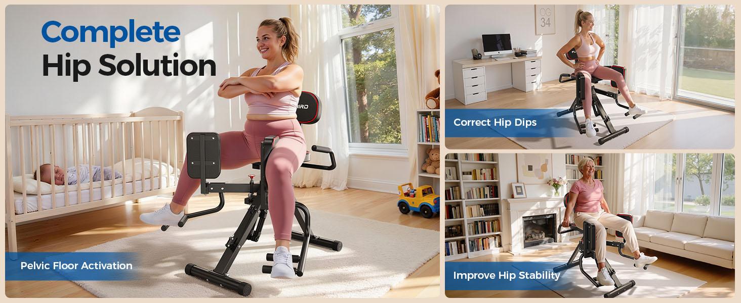 FED Fitness Flybird Series HA1 Hip Abductor Machine & Adductor Machine for Home Gym, Glute & Inner Thigh Trainer with 6 Adjustable Resistance Bands, Dual Foot Bar, Up to 108LBS Resistance
