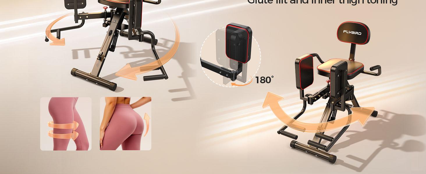 FED Fitness Flybird Series HA1 Hip Abductor Machine & Adductor Machine for Home Gym, Glute & Inner Thigh Trainer with 6 Adjustable Resistance Bands, Dual Foot Bar, Up to 108LBS Resistance