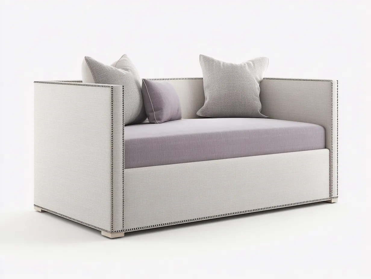 Schlafsofa Stoff 202x91x82 cm - beige - mit gerader Seitenführung-Kaluxnohaus