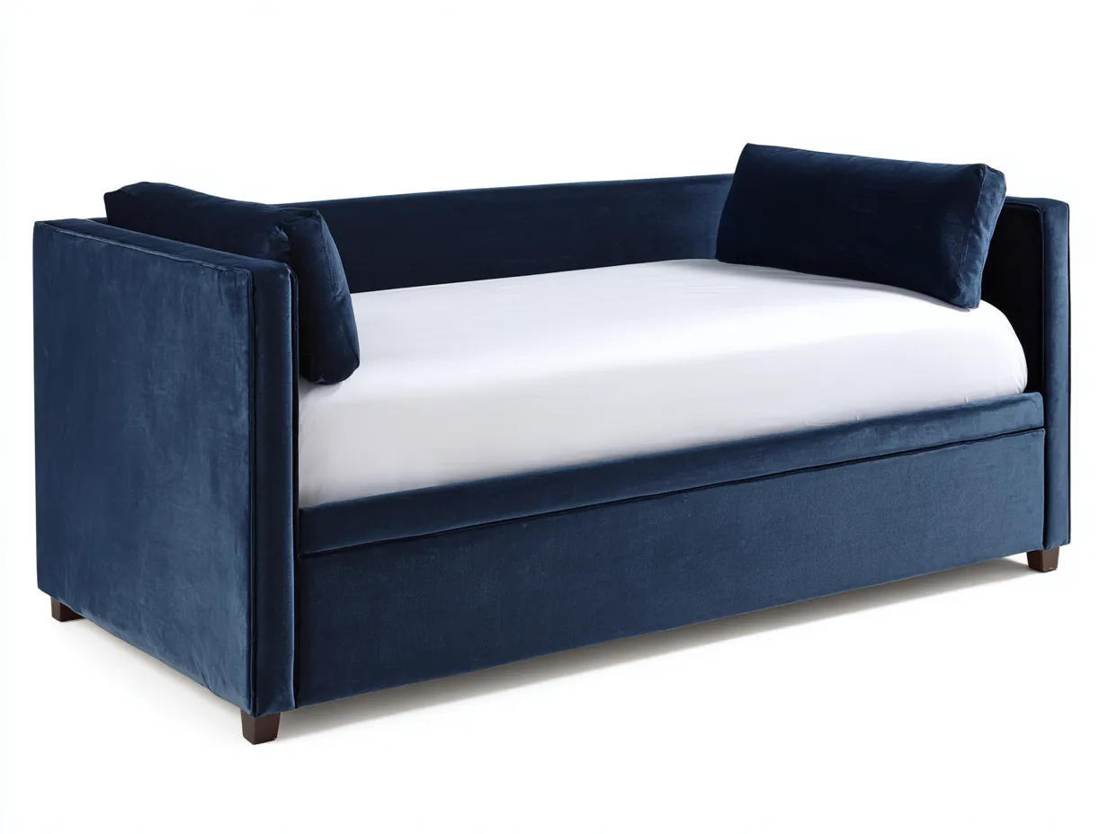Schlafsofa Samt 212x90x84 cm - Dunkelblau und Weiß - schlichtes Tagesbett-Kaluxnohaus