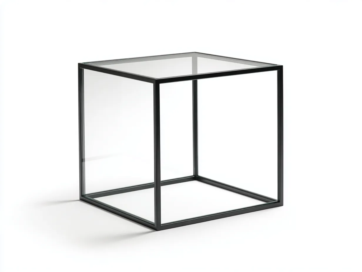 Beistelltisch Metall Glas 55x53x49 cm - Schwarz und Transparent - minimalistisches Design-Kaluxnohaus
