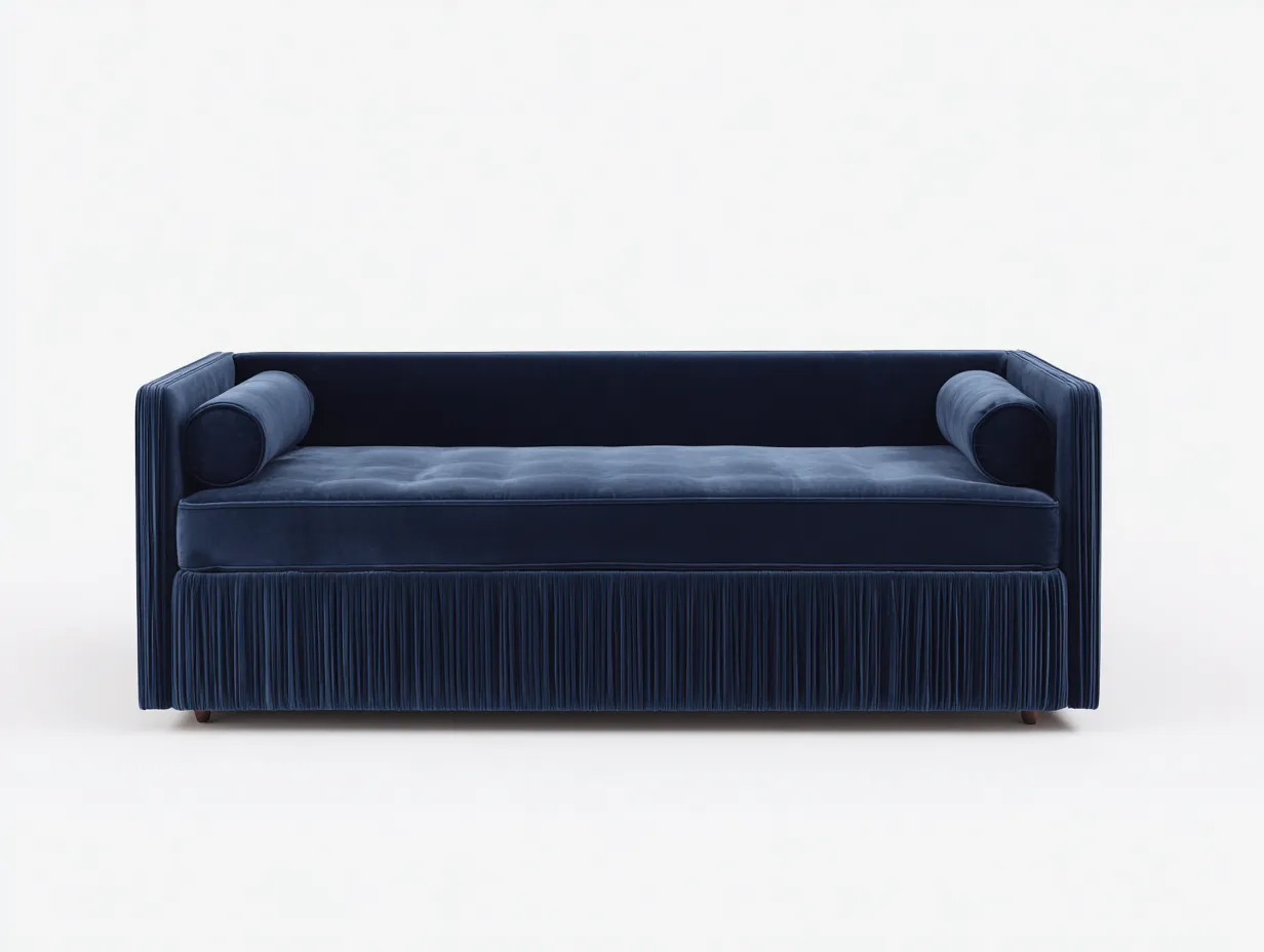 Schlafsofa Samt 204x84x78 cm - Dunkelblau - mit plissierter Front-Kaluxnohaus