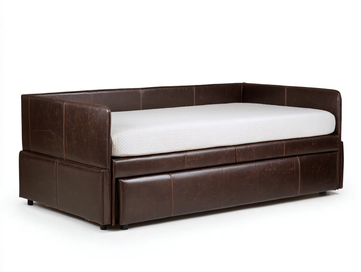 Schlafsofa Kunstleder 206x94x83 cm - dunkelbraun - mit Auszug-Kaluxnohaus