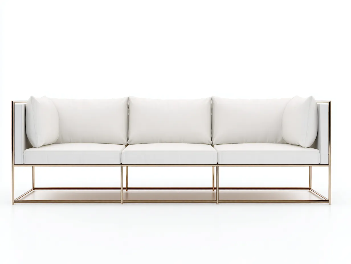 3-Sitzer-Sofa Metallrahmen 244x84x75 cm - Weiß und Gold - elegantes Outdoor Lounge Sofa-Kaluxnohaus