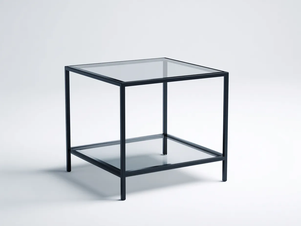 Beistelltisch aus Glas 54x54x48 cm - Schwarz und Transparent - klare Ablage für Wohnzimmer-Kaluxnohaus