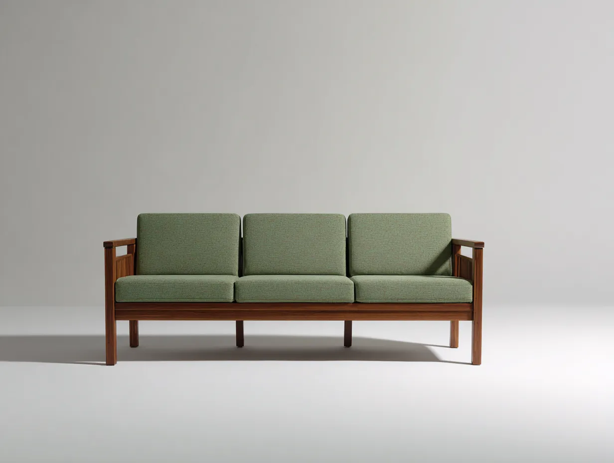 3-Sitzer-Sofa Holzrahmen 222x81x76 cm - Grün und Natur - Outdoor Sofa mit klarer Holzstruktur-Kaluxnohaus