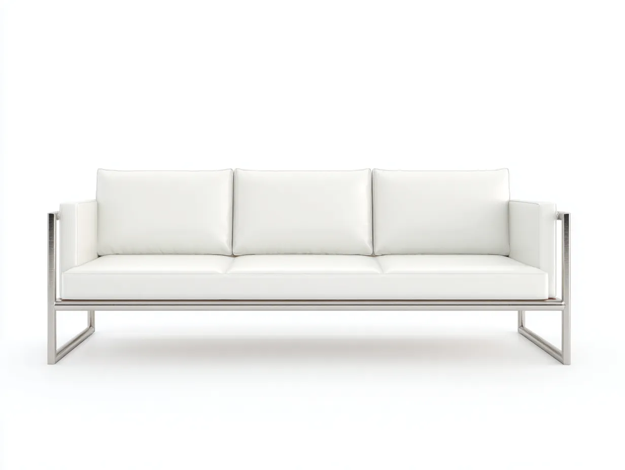 3-Sitzer-Sofa Edelstahloptik 234x82x76 cm - Weiß und Silber - Outdoor Sofa mit schlankem Gestell-Kaluxnohaus