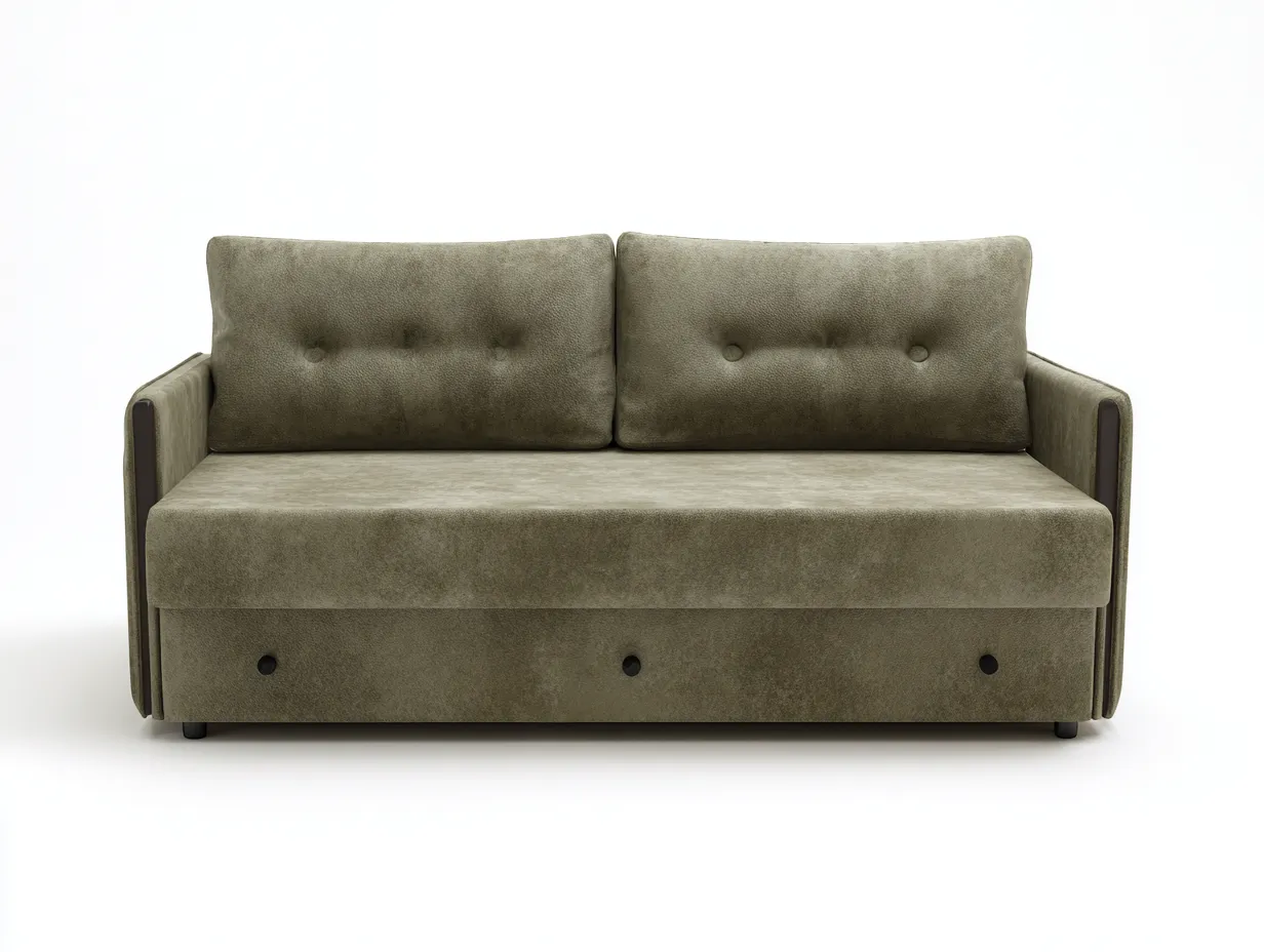 Schlafsofa Stoff 203x93x86 cm - olivgrün - mit geteiltem Rückenpolster-Kaluxnohaus