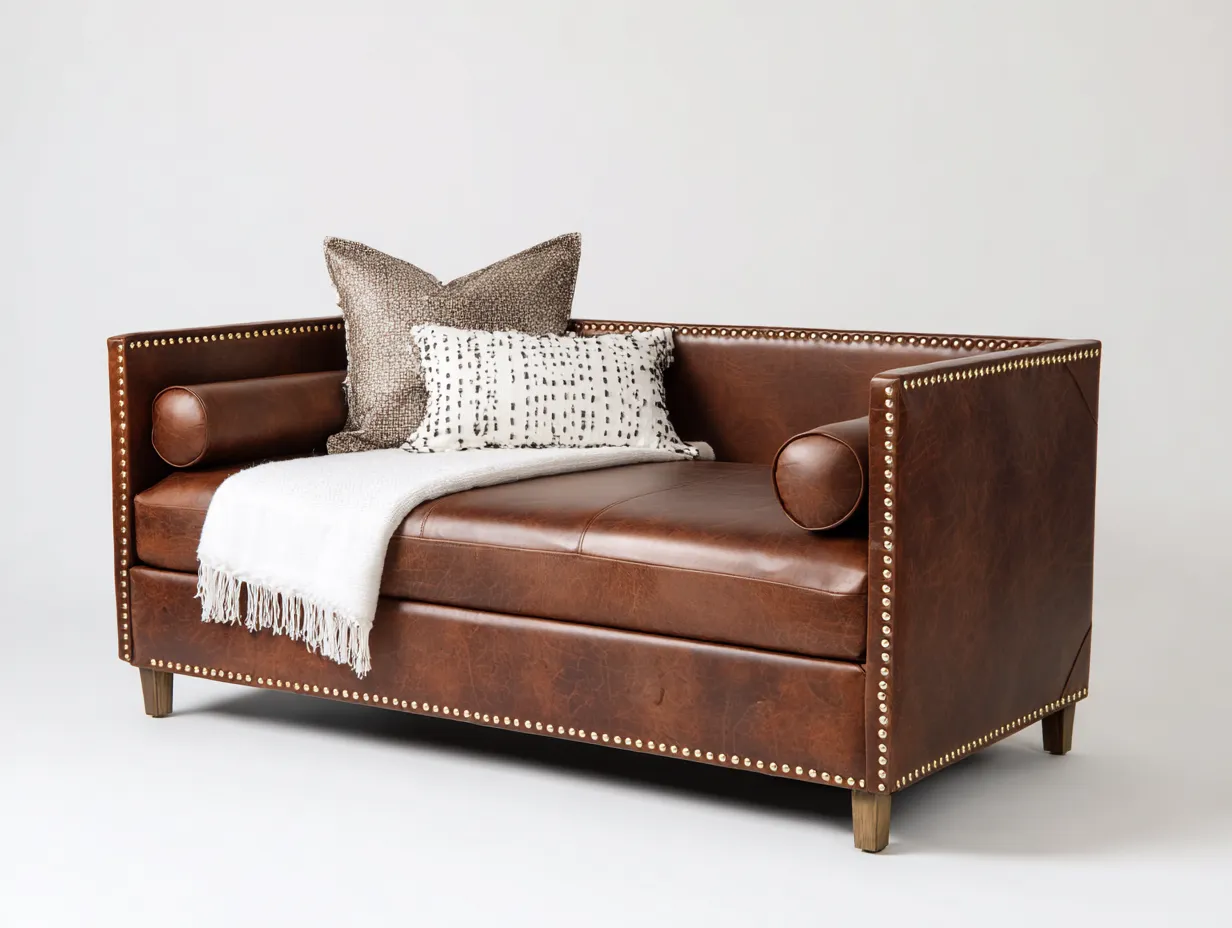 Schlafsofa Kunstleder 206x87x82 cm - Braun - klassischer Wohnstil-Kaluxnohaus