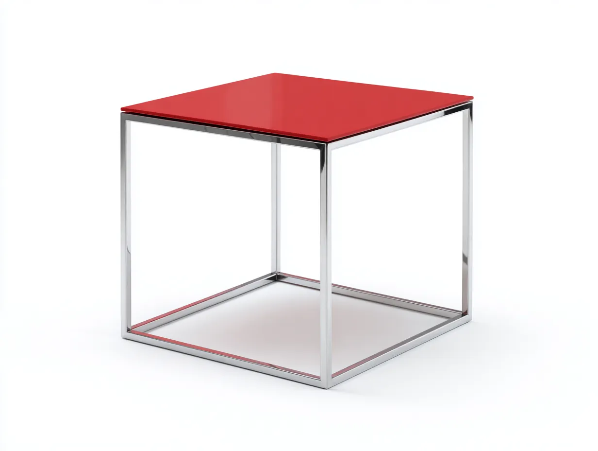 Beistelltisch Rot 55x55x50 cm - Rot und Silber - glänzende Platte mit Metallrahmen-Kaluxnohaus
