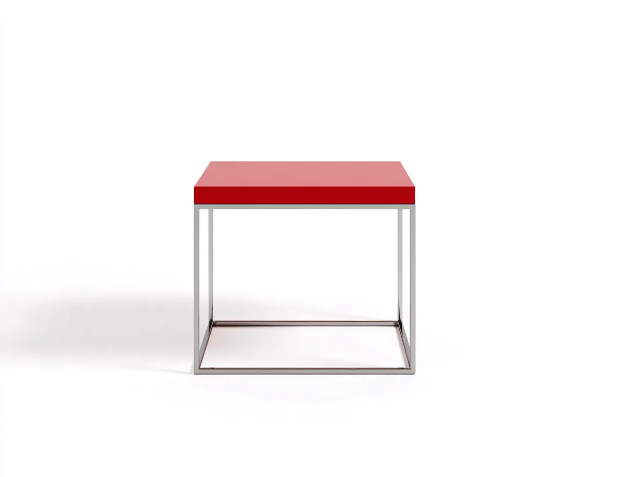 Beistelltisch Rot 54x52x49 cm - Rot und Silber - moderner Würfelrahmen für Wohnzimmer-Kaluxnohaus