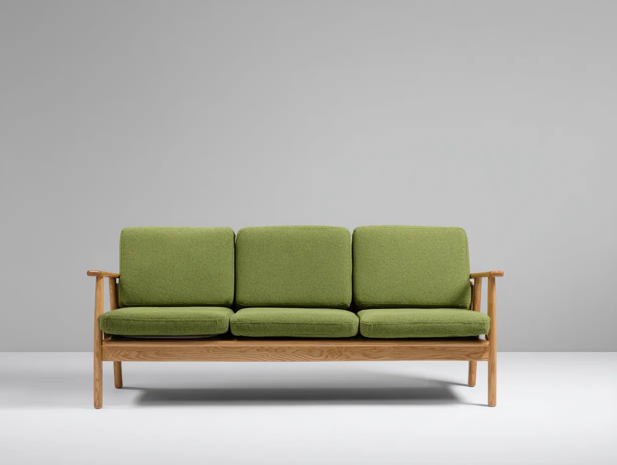 3-Sitzer-Sofa Holzrahmen 214x78x76 cm - Grün und Natur - Outdoor Sofa mit gerader Armlehne-Kaluxnohaus
