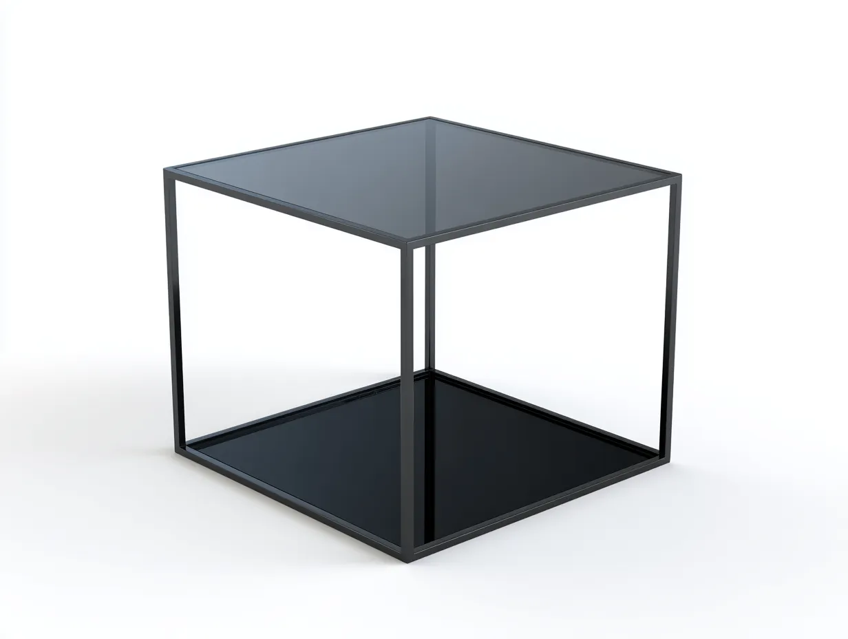 Beistelltisch Glas 58x58x52 cm - Schwarz und Transparent - getönte Ablage für Wohnzimmer-Kaluxnohaus