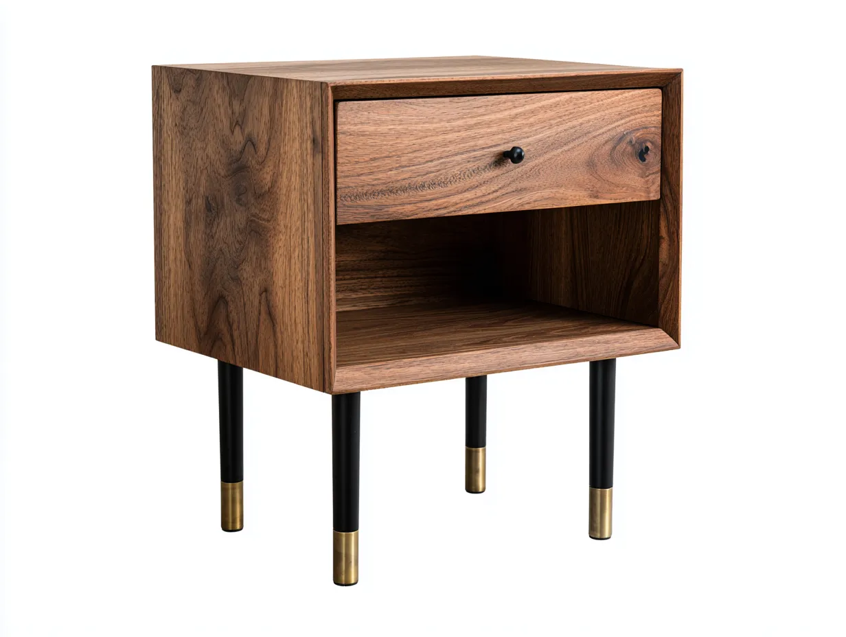 Beistelltisch mit Holzstruktur 51x39x57 cm - Braun und Schwarz und Gold - modernes Wohnzimmermöbel-Kaluxnohaus