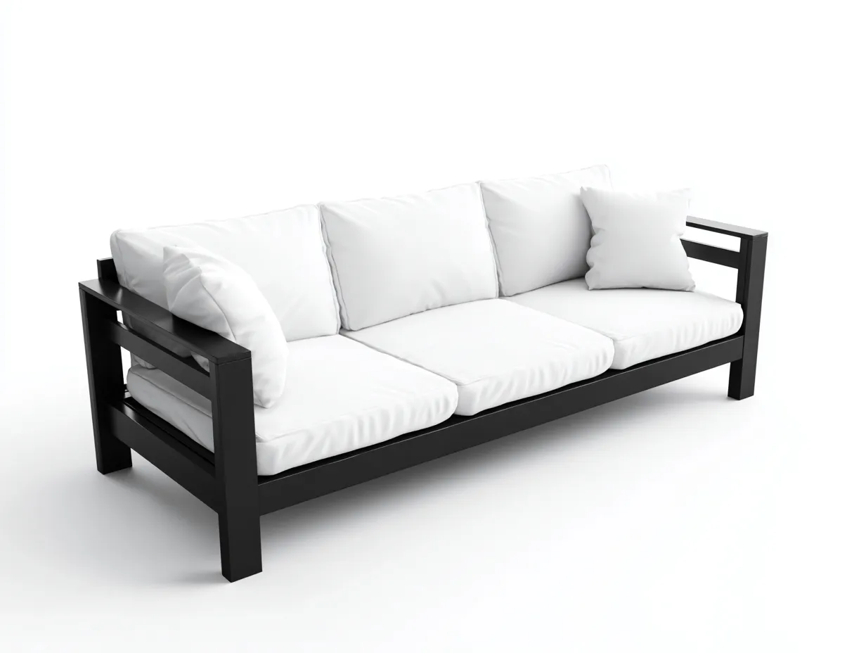 3-Sitzer-Sofa Metallrahmen 236x83x73 cm - Weiß und Schwarz - Outdoor Sofa mit geradem Gestell-Kaluxnohaus
