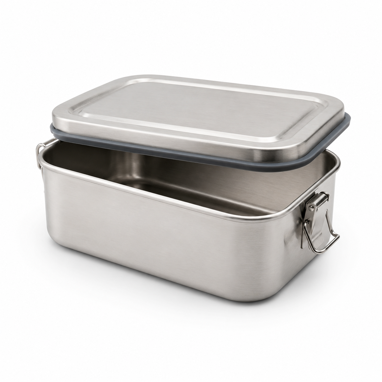 Lunchbox aus Edelstahl mit Silikondichtung 900 ml matt silber-AvoriaNest