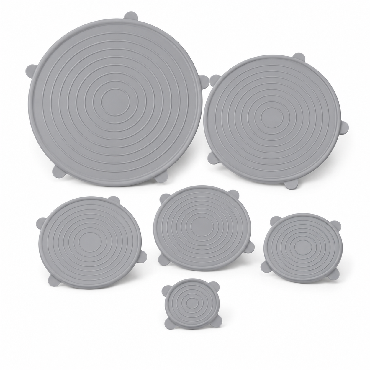 Flexible Silikon Frischhaltedeckel Set 6 teilig in Grau-AvoriaNest