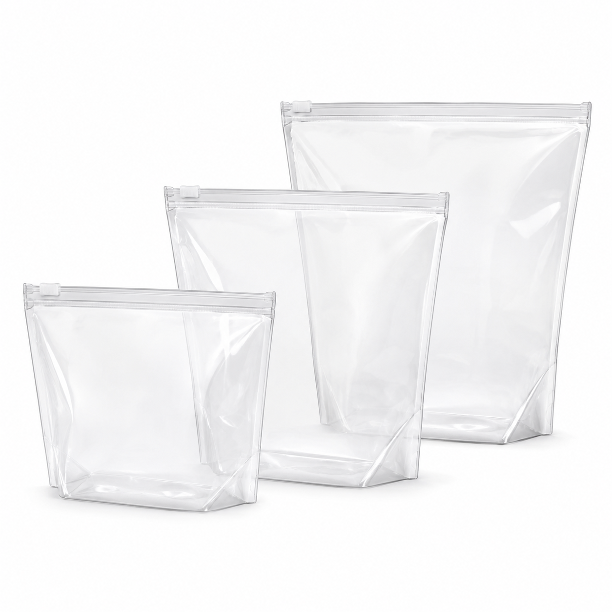 Wiederverwendbare Lebensmittelbeutel transparent 3 teilig mit Standboden-AvoriaNest