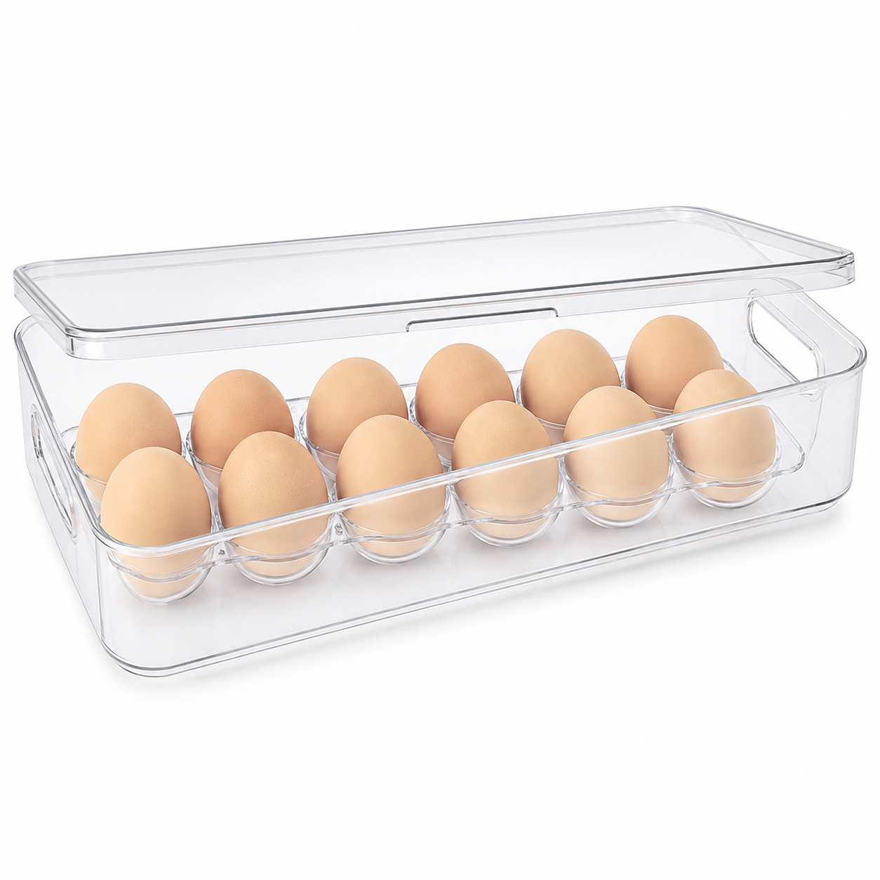 Transparente Eierbox für Kühlschrank mit Deckel 12 Plätze-AvoriaNest