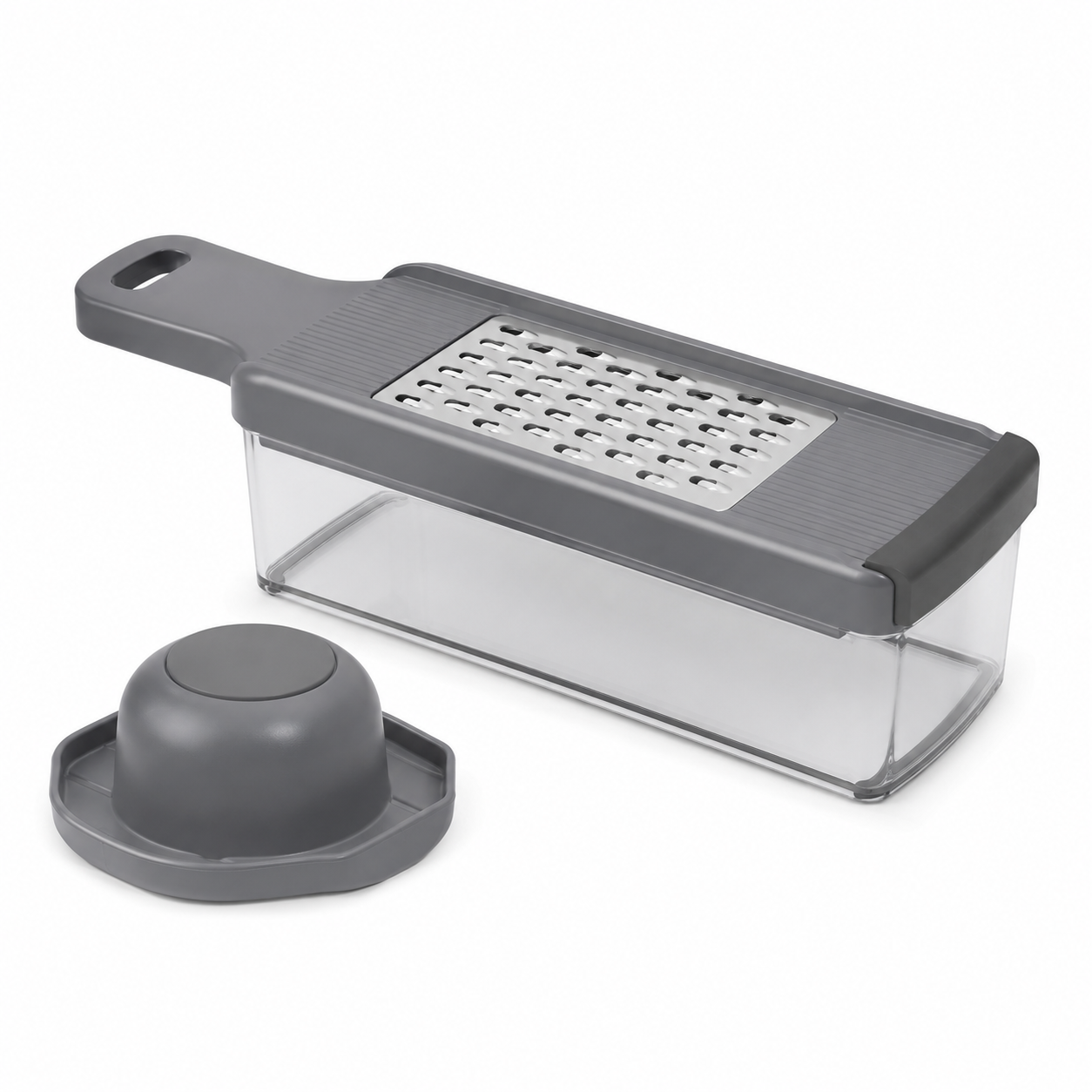 Gemüsereibe mit Auffangbox und Handschutz grau 28 cm-AvoriaNest