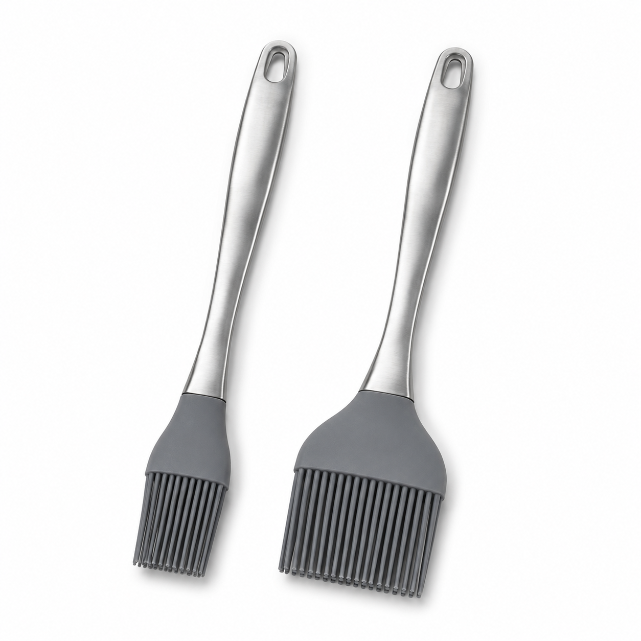 Silikon Backpinsel Set 2 teilig grau mit Edelstahlgriff-AvoriaNest