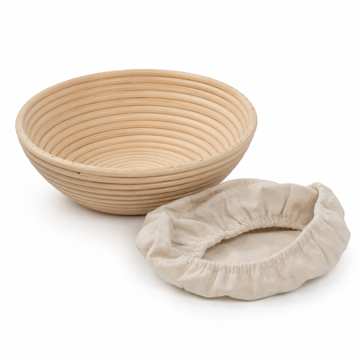 Rundes Gärkörbchen aus Rattan 22 cm mit Leinentuch-AvoriaNest