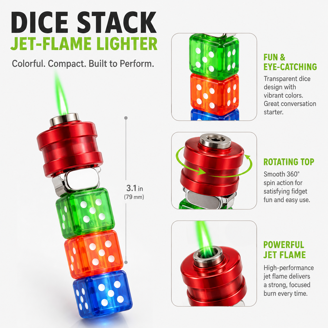 Colorful dice lighter product details