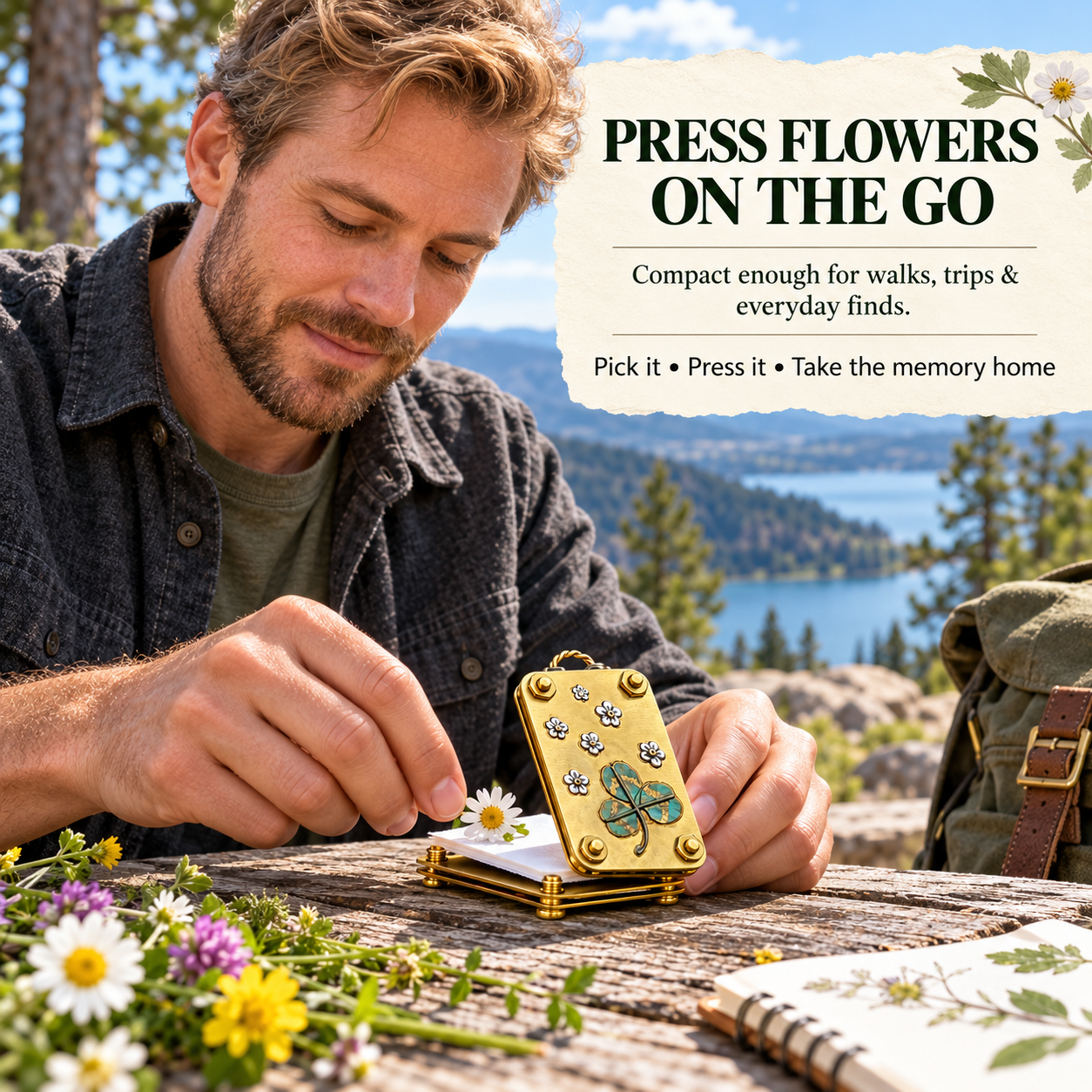 🌸 Mini Portable Flower Press Kit （with 10 Pressing Paper Sheets） – Preserve Flowers & Create Beautiful Keepsakes 🌿