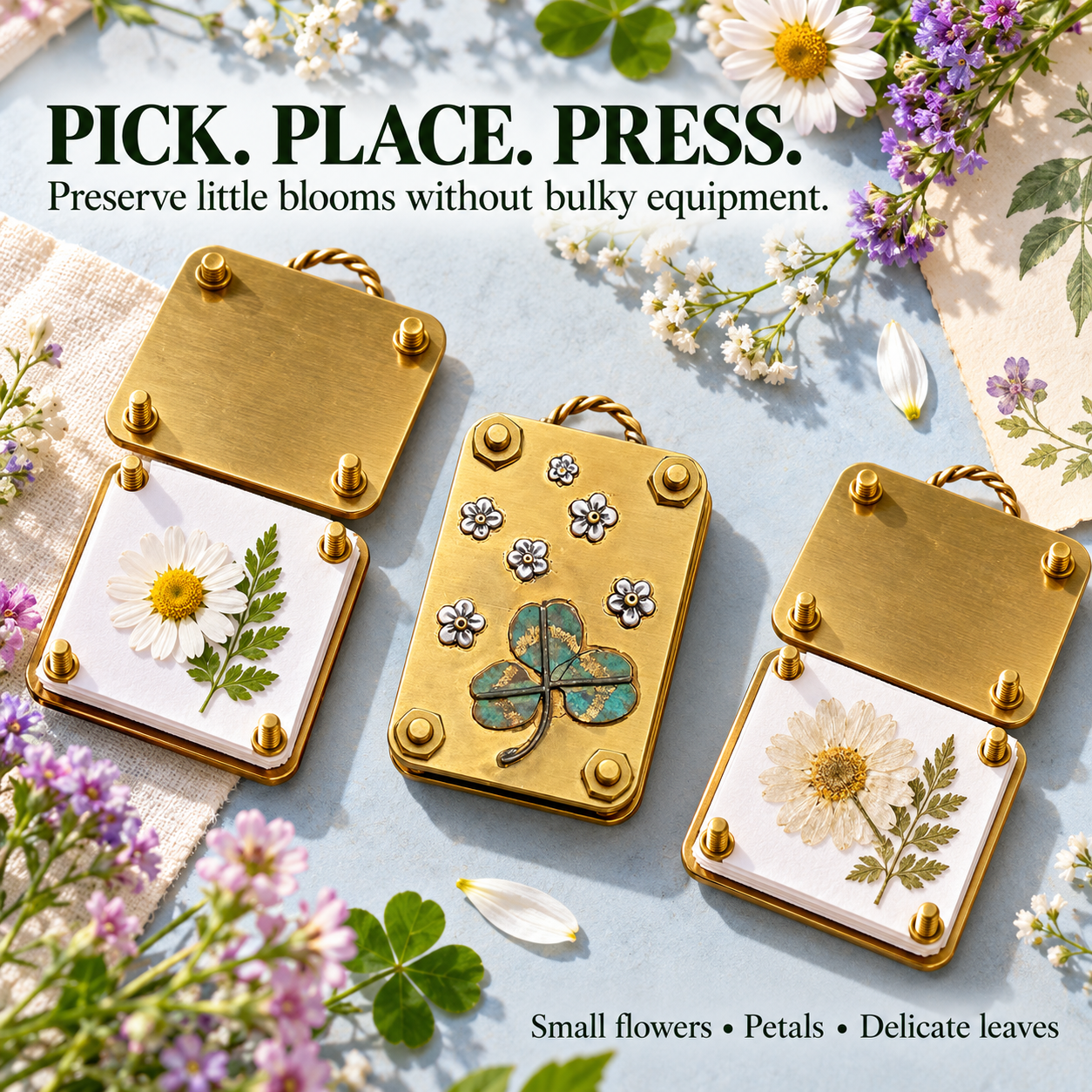 🌸 Mini Portable Flower Press Kit （with 10 Pressing Paper Sheets） – Preserve Flowers & Create Beautiful Keepsakes 🌿