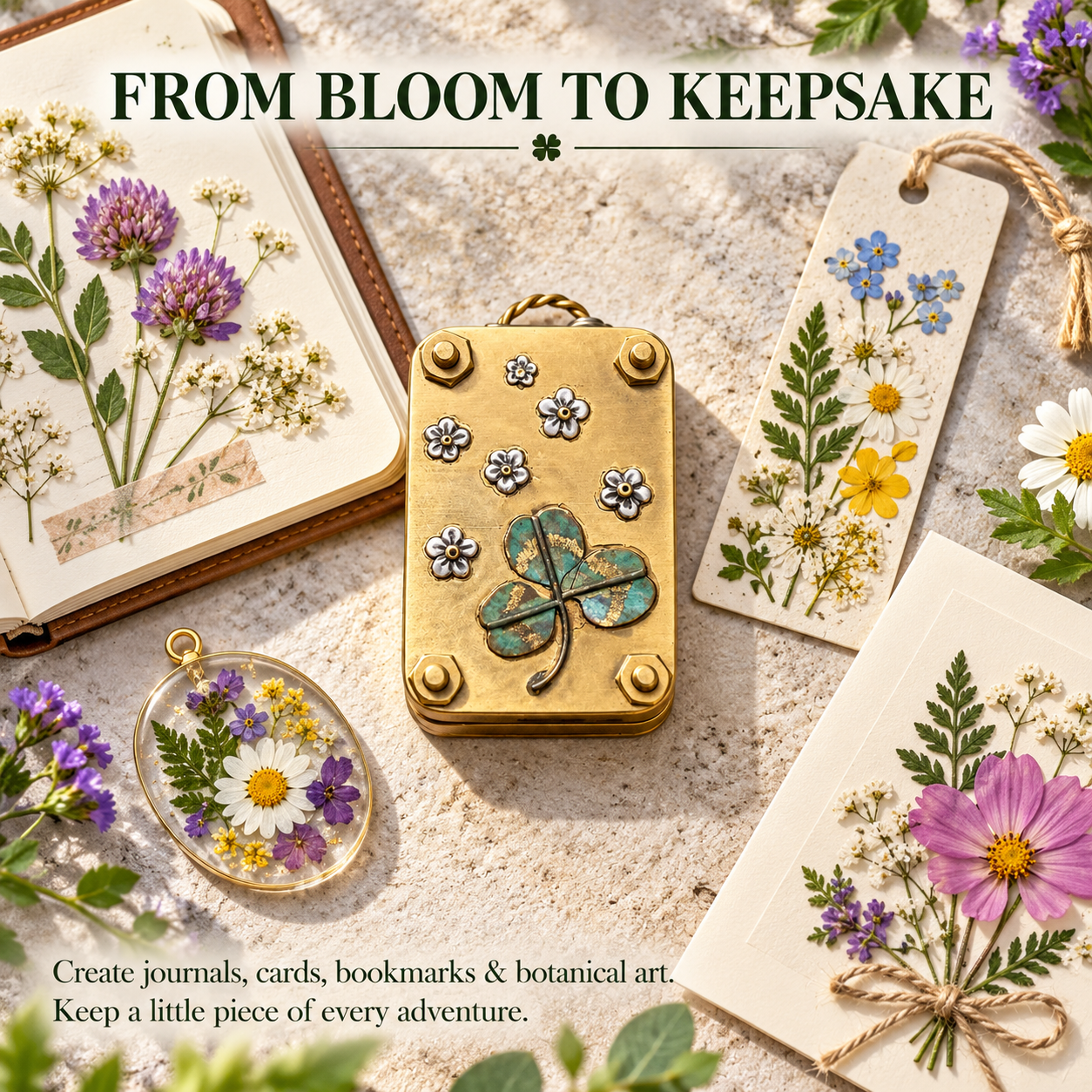 🌸 Mini Portable Flower Press Kit （with 10 Pressing Paper Sheets） – Preserve Flowers & Create Beautiful Keepsakes 🌿